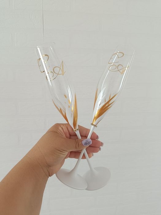 Сватбени чаши от  30 лв на комплект - ръчно изработени