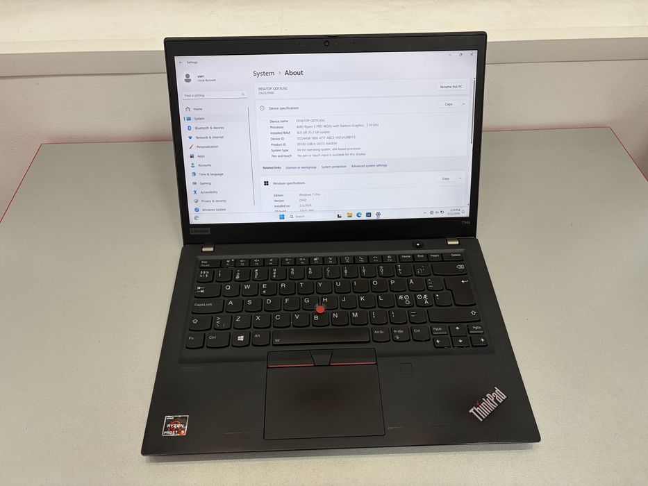 Lenovo ThinkPad T14s Gen 1, AMD Ryzen 5 Pro 2,2Ghz, RAM 16 GB, SSD 256