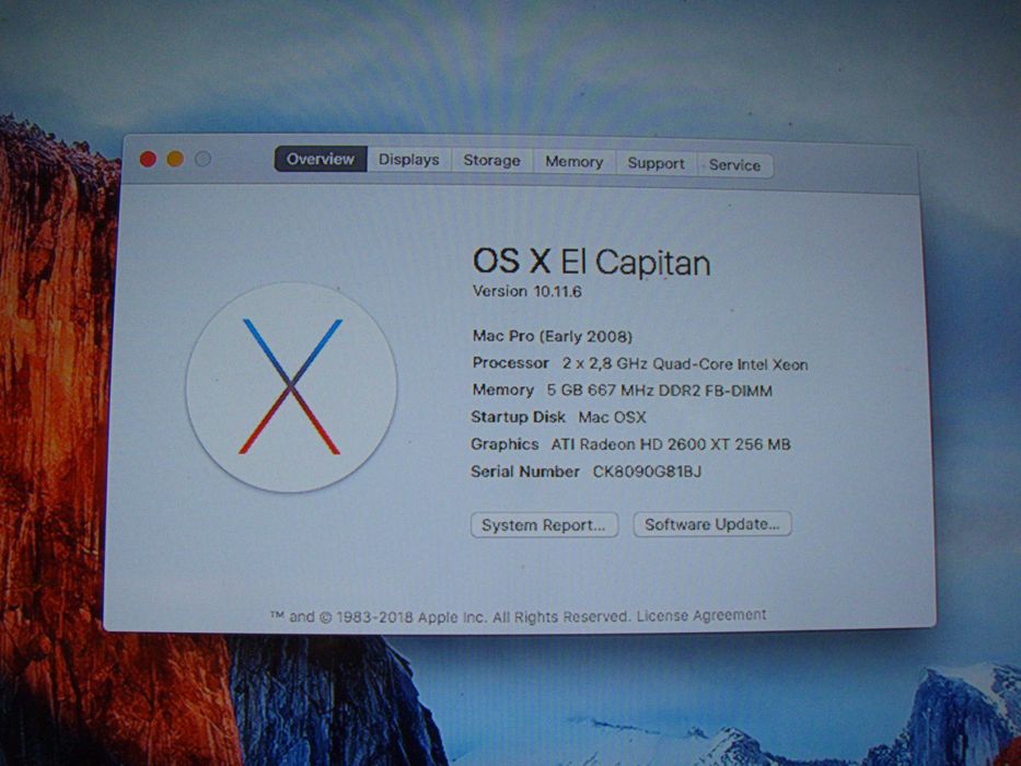 Apple MacPro 3.1 2 Intel Xeon E5462 HDD 320Gb RAM 5Gb ATI 2600XT 256Mb