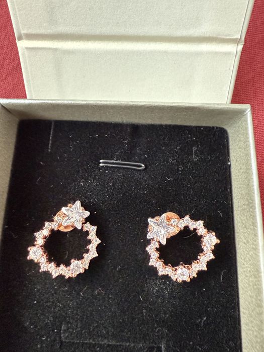 Cercei de argint suflati cu aur roze