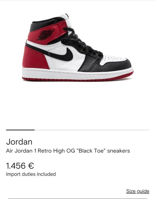 Jordan 1 Retro BG Black Toe, Chicago Bulls, Nr.42 EU
