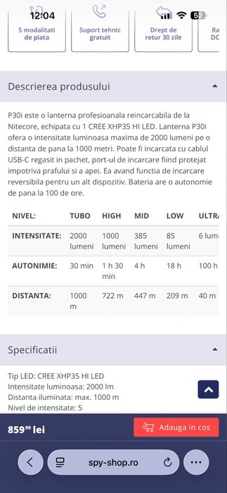 Lanterna Nitecore P30i