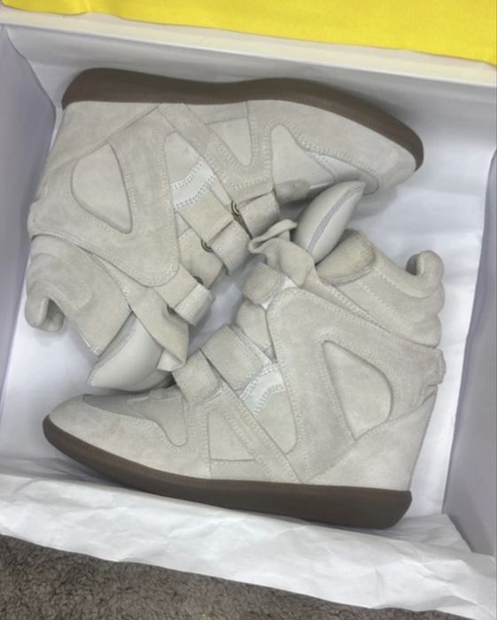 ghete sneakers Isabel Marant Bekett crem alb bej ecru marime 37 38 39 36 40 platforma y2k opium Balenciaga Golden Goose Amiri Lanvin