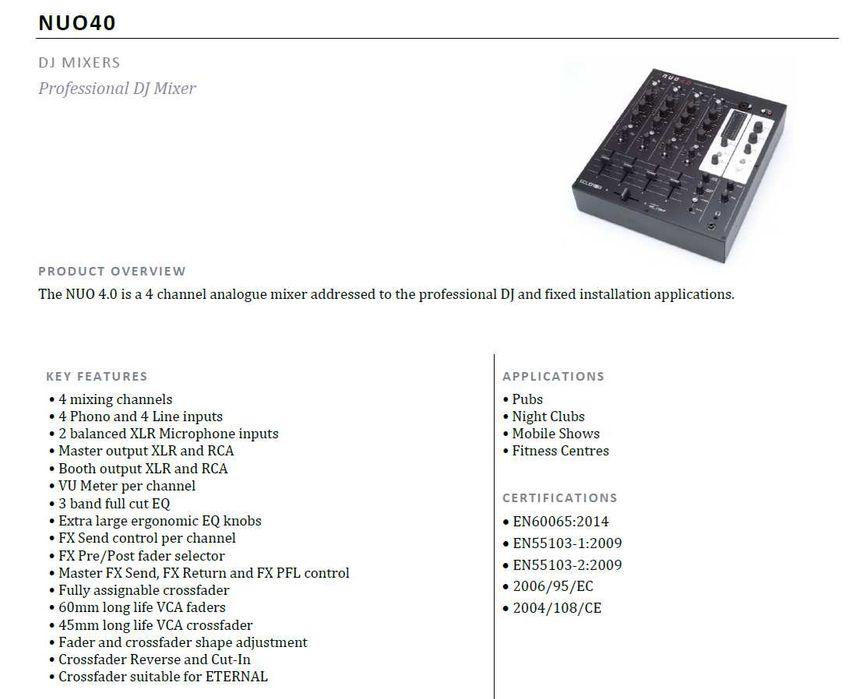 mixer audio pentru DJ Ecler Nou 4.0 analogic, în stare foarte bună!