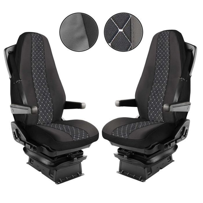 Тапицерия подходяща за Волво ФХ / Volvo FH4, след 2014г, Черно+бял шев