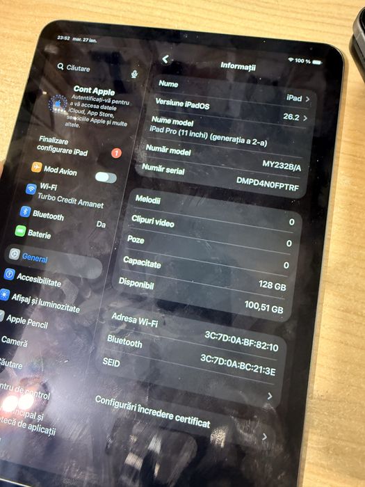 Apple iPad Pro 11" Gen2 Generatia 2 128G 256G IOS 26.2 Garantie Testat