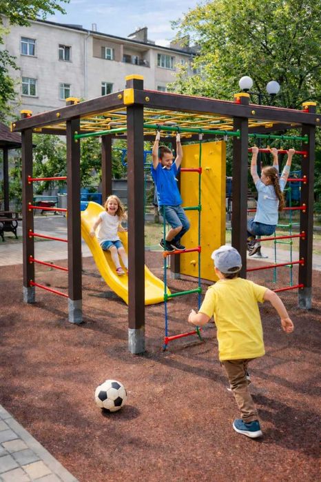 Производим уличные детские площадки и воркаут-зоны под ключ.