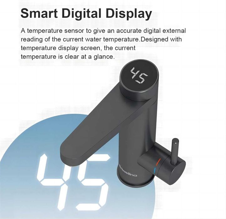 Проточен смесител с нагревател за кухня и баня BM71-Gray