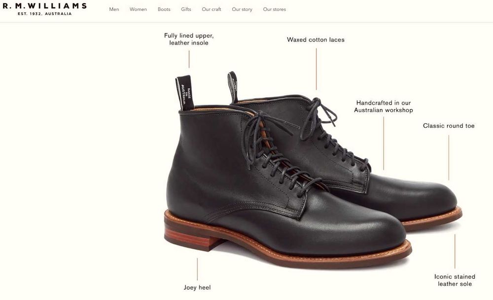 Ghete lace up de lux 43 44 43 R. M. Williams NOI lucrate manual piele