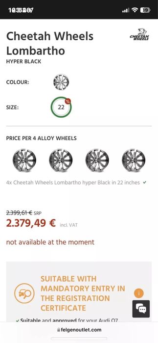 295/30/22 Джанти с гуми Audi