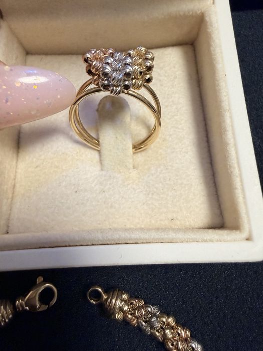 Set bratara si inel din aur 14 k