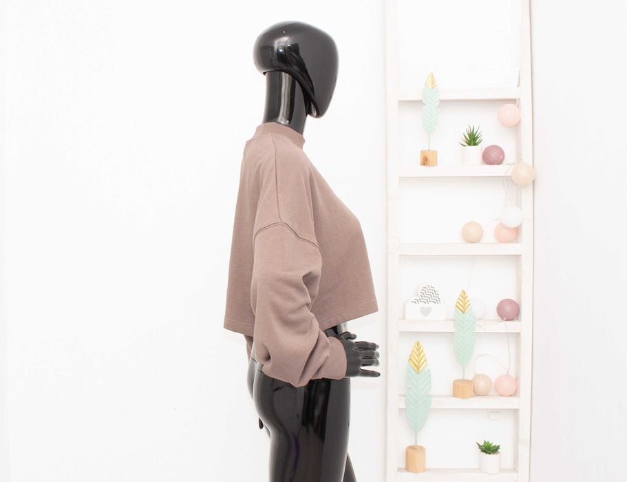 Reebok Studio Vector Knit дамски суичър пуловер каки изрязано лого XS