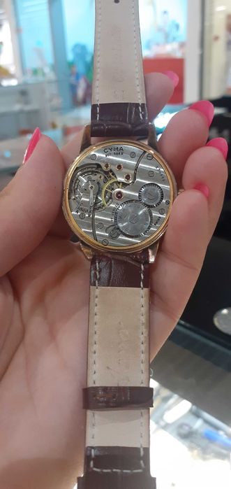 Ceas de colectie Cyma flex, mecanism original elvetian, suflat cu aur