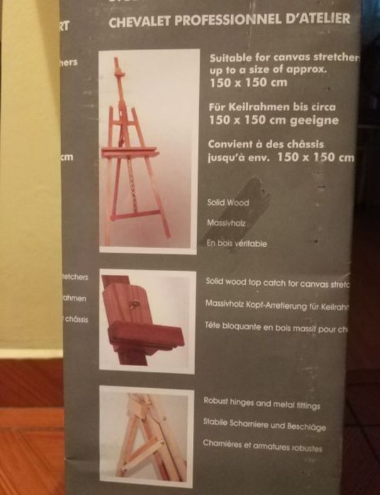 Şevalet pictură/pictat profesional, studio/ atelier, lemn masiv, NOU