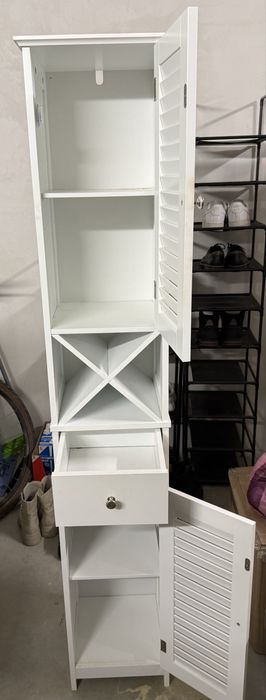 Висок шкаф за баня / шкаф за съхранение – бял