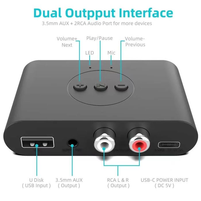 Receptor bluetooh 5.0 NFC BLS-B21 USB RCA Universal Auto Home Cinema