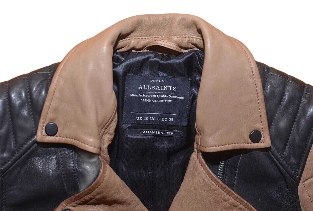 AllSaints Amity Biker Дамско Кожено яке Естествена Кожа Черно/Кафяво M