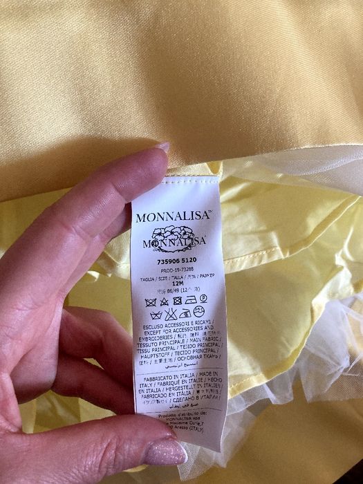 Лятна жълта роркля на MONNALISA р-р 12месеца