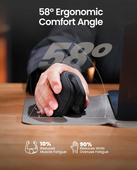 ProtoArc Ергономична мишка EM11 NL Bluetooth презареждаща  се безжична