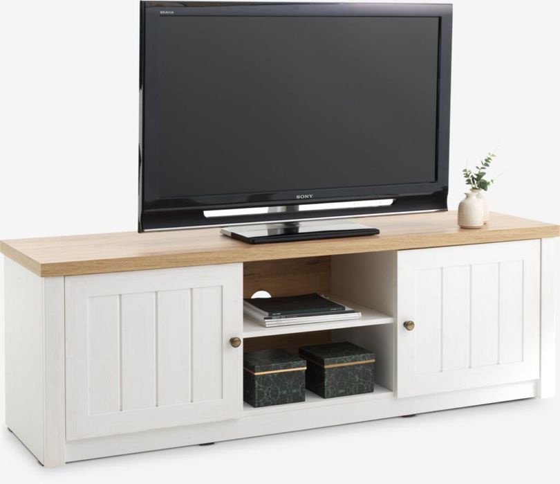 Comodă TV JYSK MARKSKEL 160 cm – nouă, sigilată, alb / stejar