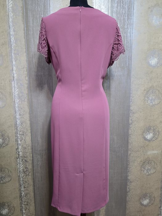 Compleu Elegant Rochie și Sacou - Roz Prăfuit - mărime 42