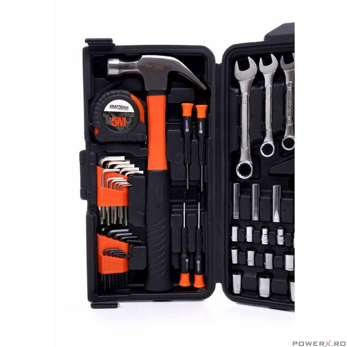 Trusa scule din oțel crom-vanadiu cu valiza, 140 elemente, Kraft