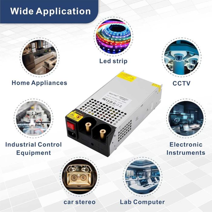 BOSYTRO регулируемо захранване 0–24V 25A 600W за LED и CCTV