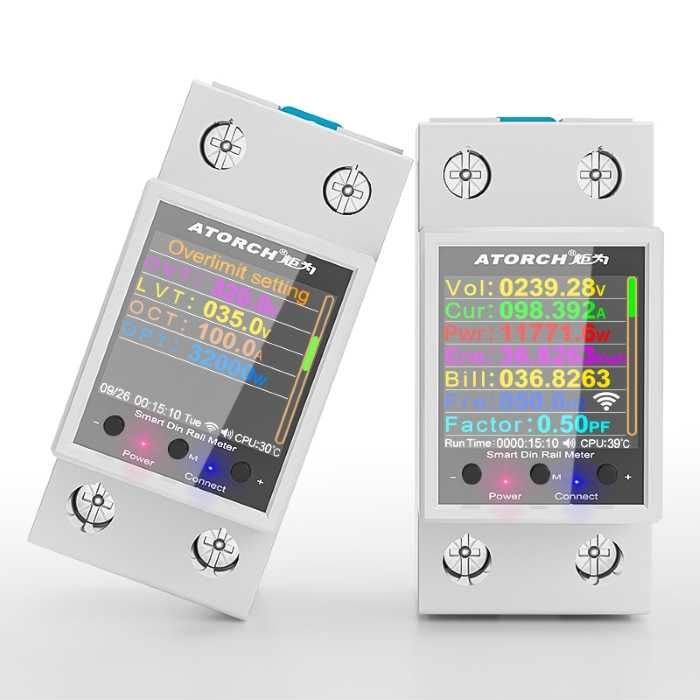 100A Двутарифен контролен WiFi смарт електромер с TFT LCD дисплей