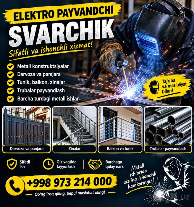 ELEKTRO PAYVANDCHI — svarka xizmatlari | sifatli va ishonchli сваршик