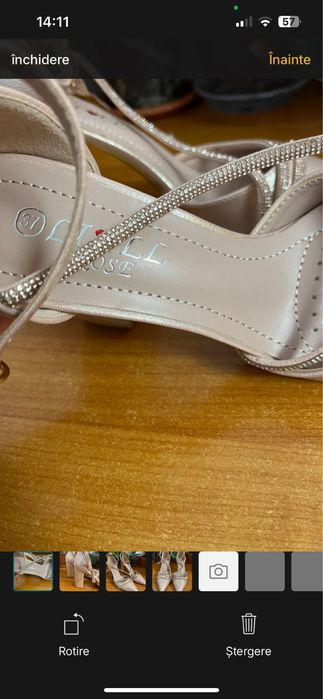 pantofi cu toc aurii roz