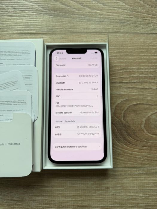 Iphone 16 e, NOU, 128 gb, bat.100% - negru