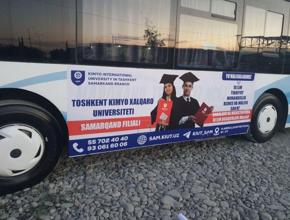 Avtobusda reklama/Автобусда ташки реклама/Реклама на автобусах Карши.