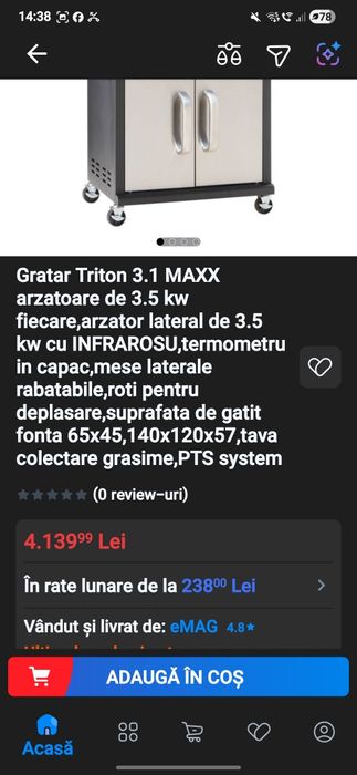 Gratar Triton 3.1 MAXX arzatoare de 3.5 kw fiecare,arzator lateral de