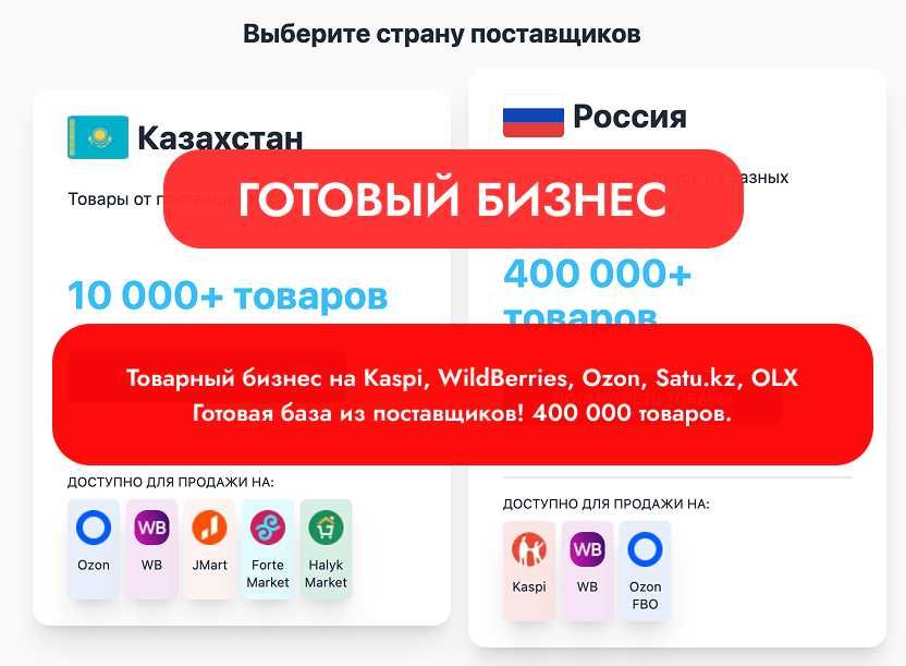 Готовый товарный бизнес под ключ для Kaspi, WB, Ozon