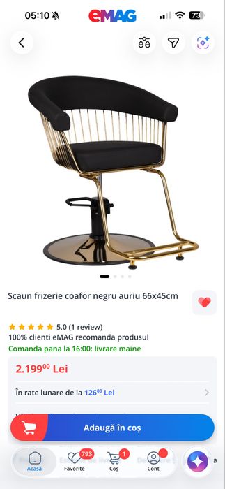 Scaun frizerie gold luxury hidraulic , reglabil inaltime