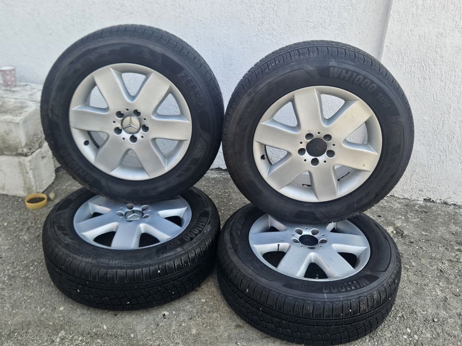 Set 4 Jante Aliaj Originale Mercedes 5x112 R17 + Anvelope Iarnă NOI 225/65 R17 Zeetex