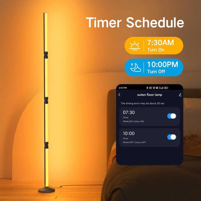 Lampă de podea OUTON LED, RGBICWW, 24W, pliabilă,