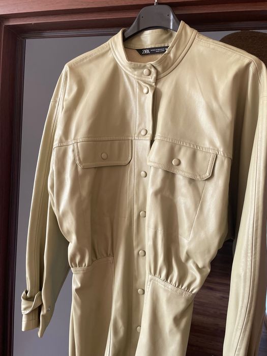 Зелена кожена рокля ZARA