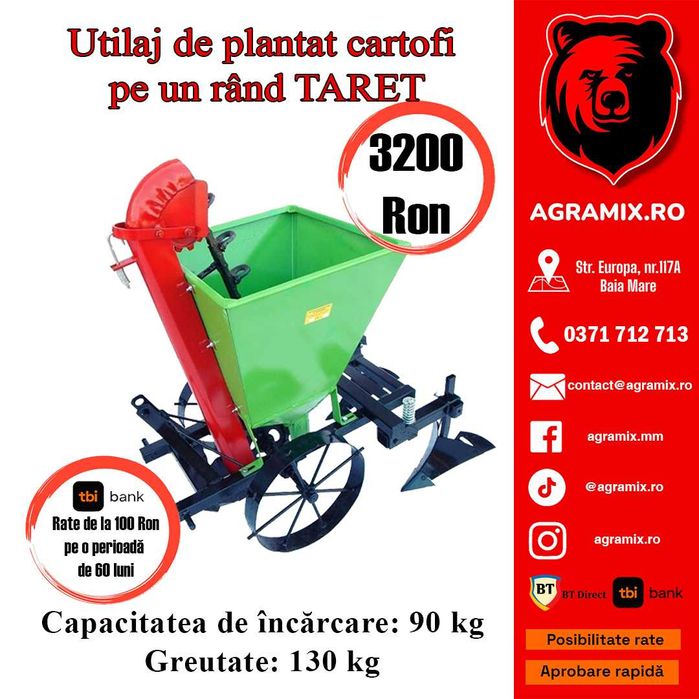 Utilaj de plantat cartofi Bomet pe un rand Taret nou Agramix