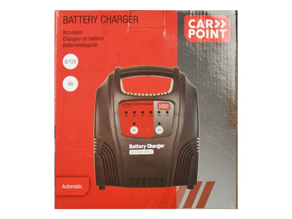 Incarcator acumulator auto Carpoint 6V/12V 4A, redresor automat pentru baterii plumb-acid 12-60Ah, cu 5 LED-uri si protectie la scurtcircuit