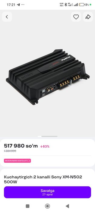 Srochno sotiladi Pioneer kalonka uslitel kamplek