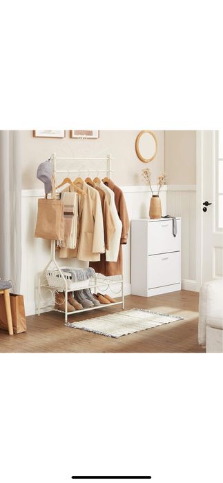 Suport umerase/haine, metalic, sina de agatat, doua rafturi 92x41