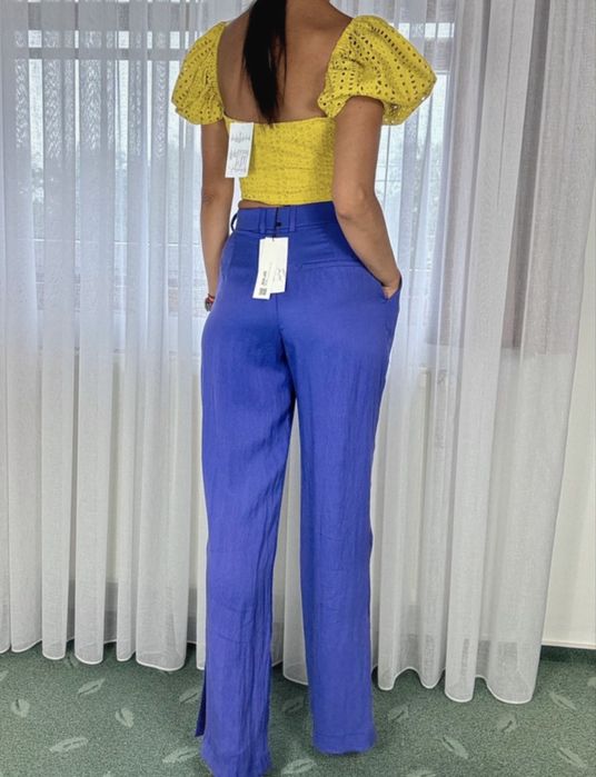 Pantaloni lejeri  zara - marimea xs , culoare mov