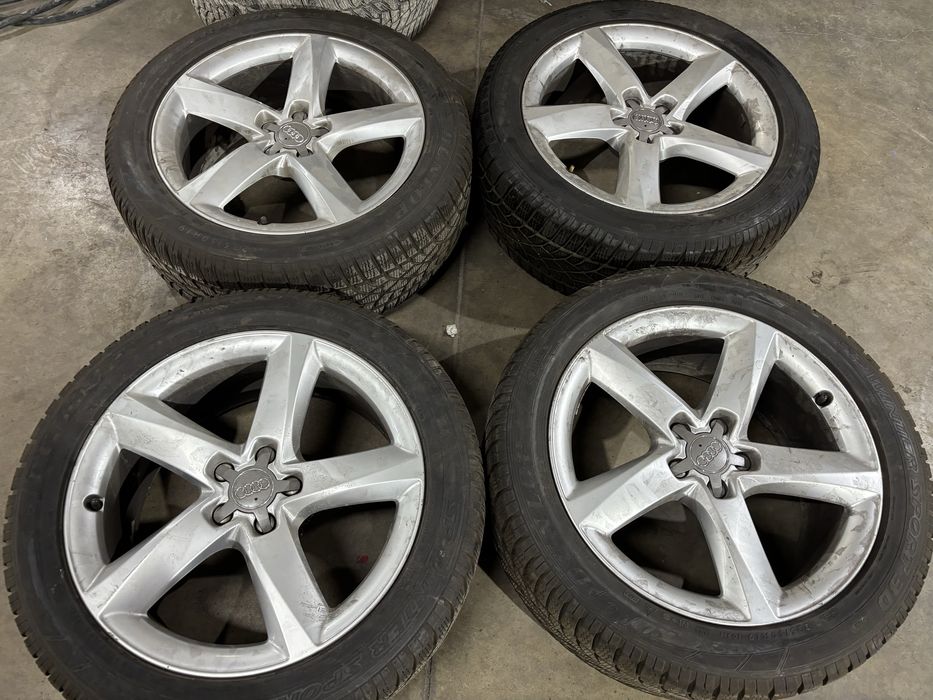 4бр оригинални 19ки Ауди А8 5х112 7,5 ж ет29 с зимни Dunlop 235/50