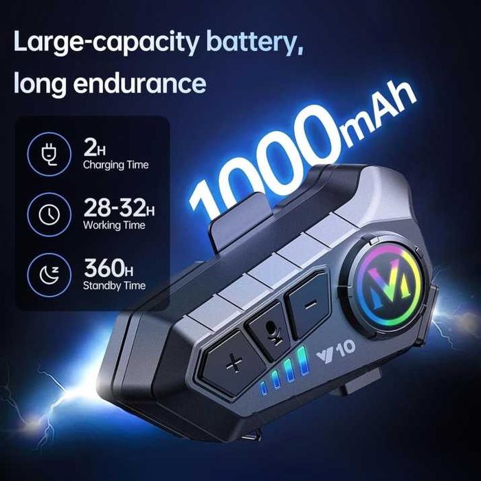 Bluetooth слушалка за моторна каска с интерком и шумопотискане