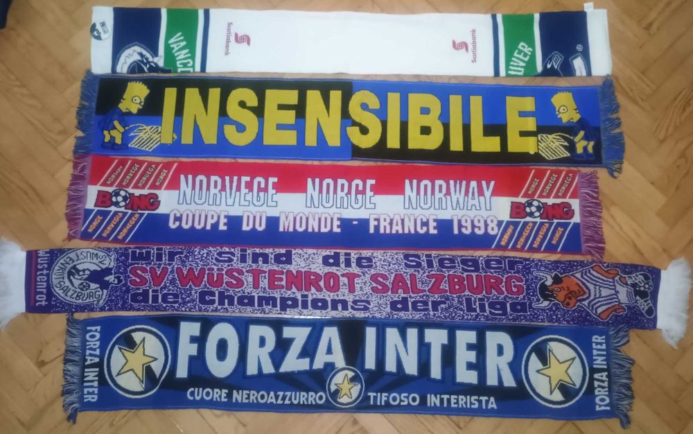 Футболни шалове на Байерн,Барселона,Интер,Рома,Малага,Комо,Лайпциг,ПСВ