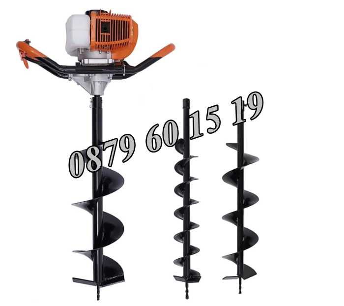 Моторен Бензинов Свредел за дупки 72 куб, свредло, колове, огради,лозя