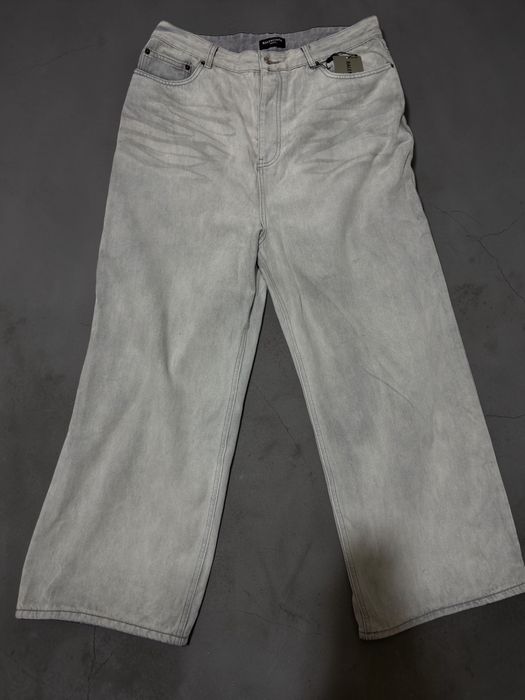 White Balenciaga Waxed Jeans