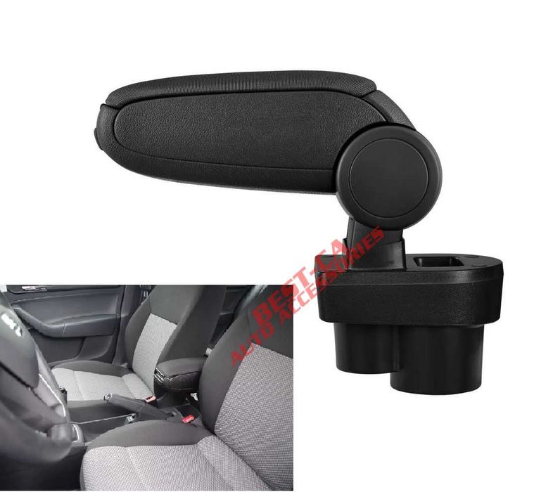 Текстилен черен подлакътник подходящ за Skoda Rapid 2012-2019
