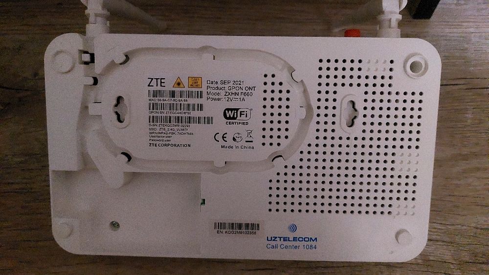 ZTE   ZXHN F660  gpon router Uztelekom